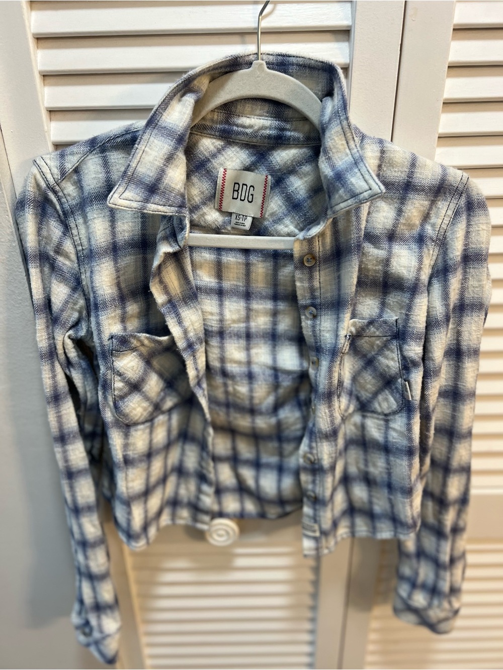 BDG Kids Blue & Cream Plaid Button-Up Jacket